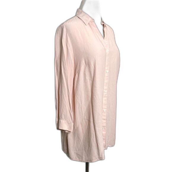 J Jill Salmon Button Front Tunic Blouse Lightweight 3/4 Sleeve Top Sz S (Flaw) - Picture 3 of 7